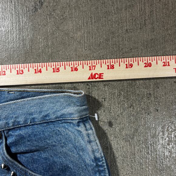 Y2K Wrangler Patchwork Denim Jeans 34x29 Custom Quilt Light Wash Raw Hem - Picture 7 of 7